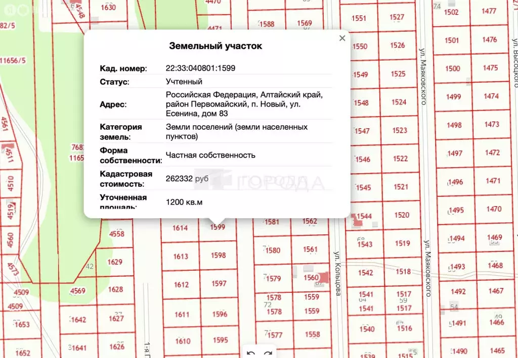 Участок в Первомайский район, посёлок Новый, улица Есенина, 83 (12 м) - Фото 2