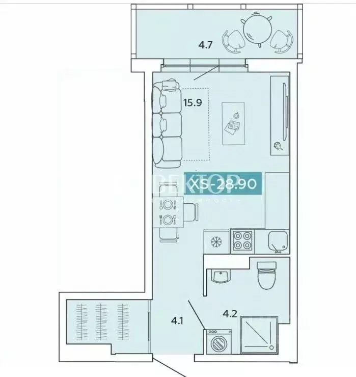 Студия Ивановская область, Иваново ул. Спартака, 22А (28.9 м) - Фото 2