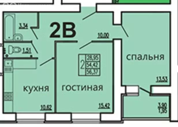 2-комнатная квартира: село Засечное, Соборная улица, 1 (56.37 м) - Фото 0