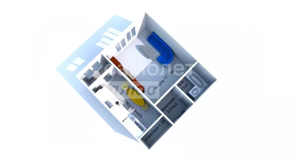 1-к кв. Ульяновская область, Ульяновск Оренбургская ул., 58 (35.0 м) - Фото 1