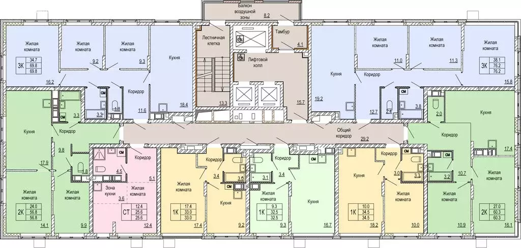 3-комнатная квартира: Нижний Новгород, ЖК Кузнечиха Город (76.2 м) - Фото 2