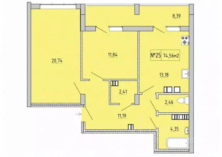 2-к кв. Крым, Феодосия ул. Грина, 43 (74.56 м) - Фото 0