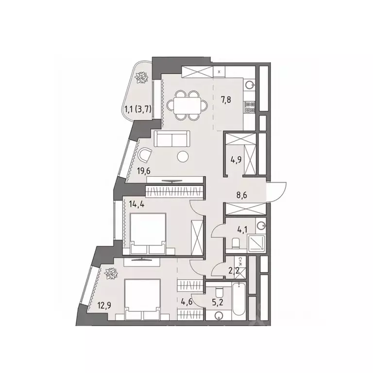 3-к кв. Москва Родина Парк жилой комплекс, к5 (85.3 м) - Фото 0