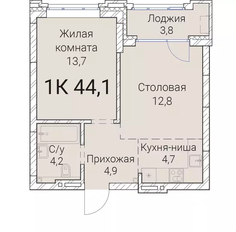 1-к кв. Новосибирская область, Новосибирск Овражная ул., 2А (44.1 м) - Фото 0