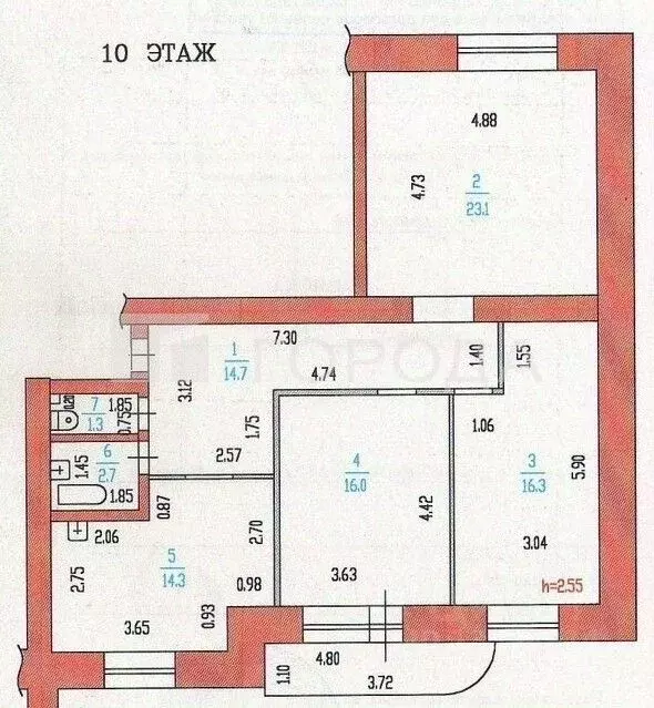 3-к кв. Алтайский край, Барнаул ул. Малахова, 113 (89.9 м) - Фото 1