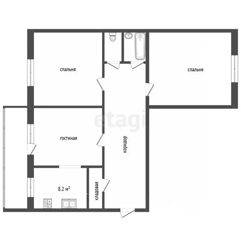 3-к кв. Калужская область, Кременки г. Жуковский муниципальный округ, ... - Фото 2