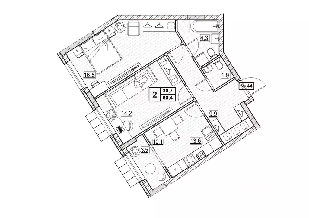 2-к кв. Нижегородская область, Нижний Новгород ул. Ванеева (60.4 м) - Фото 0