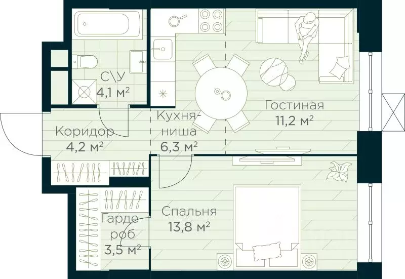 1-к кв. Башкортостан, Уфа Глумилино жилрайон, Урман Сити жилой ... - Фото 0