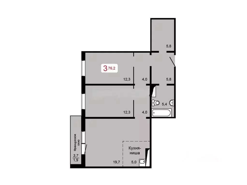 Студия Красноярский край, Красноярск ул. Кутузова, 2 ст5 (76.2 м) - Фото 1