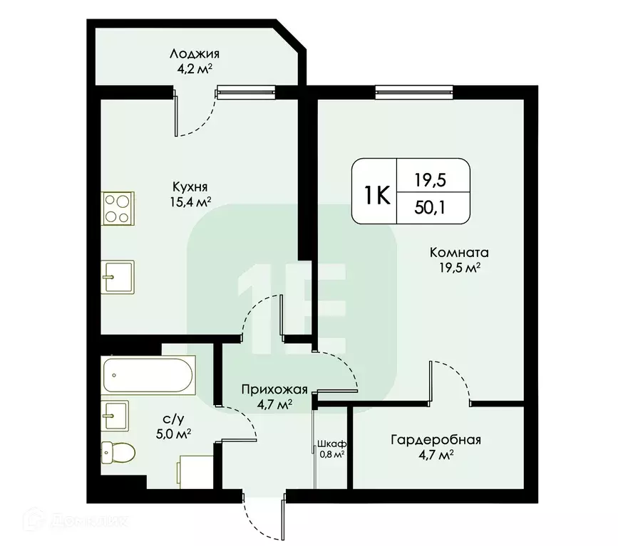 Продаётся 1-к квартира, 50.1 м - Фото 1