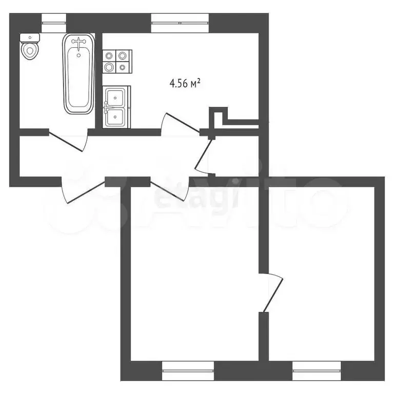 2-к. квартира, 40,7 м, 2/2 эт. - Фото 0