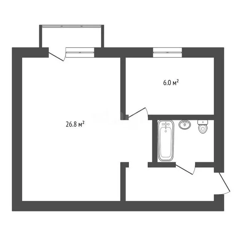 1-комнатная квартира: Троицк, улица имени С.М. Кирова, 37 (32.8 м) - Фото 1