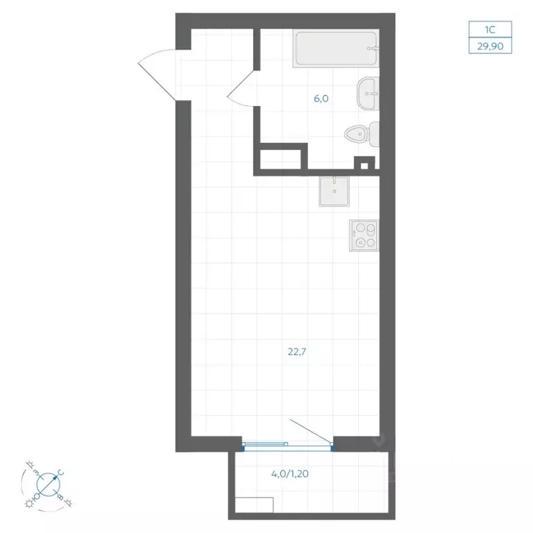 Студия Челябинская область, Челябинск Клевер жилой комплекс (29.9 м) - Фото 1