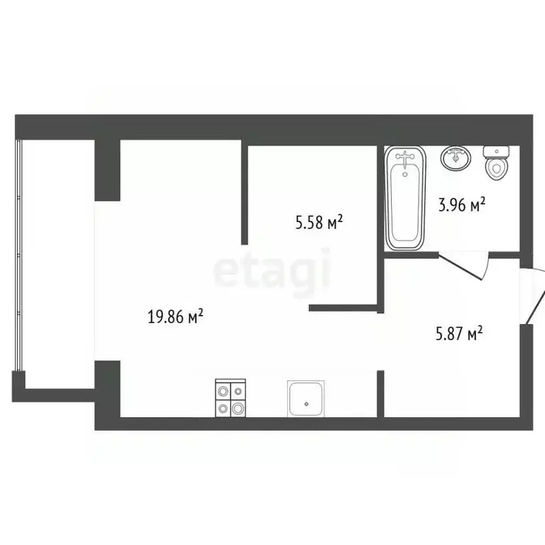 Студия Алтайский край, Барнаул Партизанская ул., 149 (35.0 м) - Фото 2