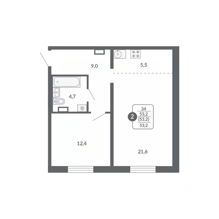 2-к кв. Кировская область, Киров ул. Потребкооперации, 34 (53.2 м) - Фото 1