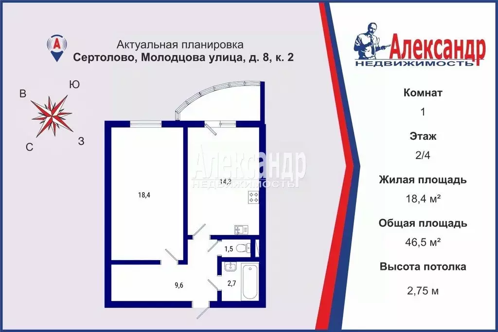 1-к кв. Ленинградская область, Сертолово Всеволожский район, ул. ... - Фото 1