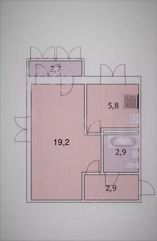 1-к кв. Башкортостан, Уфа ул. Богдана Хмельницкого, 70 (30.6 м) - Фото 2