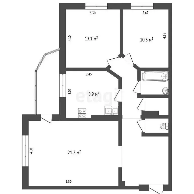 3-комнатная квартира: Белгород, улица Губкина, 16А (72.7 м) - Фото 0