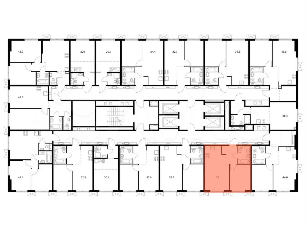 квартира-студия, 38 м, 26/33 эт. - Фото 1