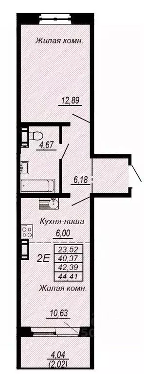2-к кв. Хабаровский край, Хабаровск ул. Герцена, 15/2 (42.39 м) - Фото 0