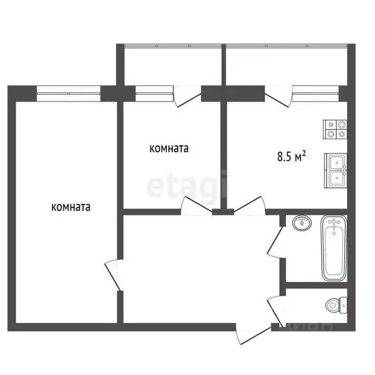 2-к кв. Нижегородская область, Выкса 1 Мая ул., 30 (56.1 м) - Фото 2