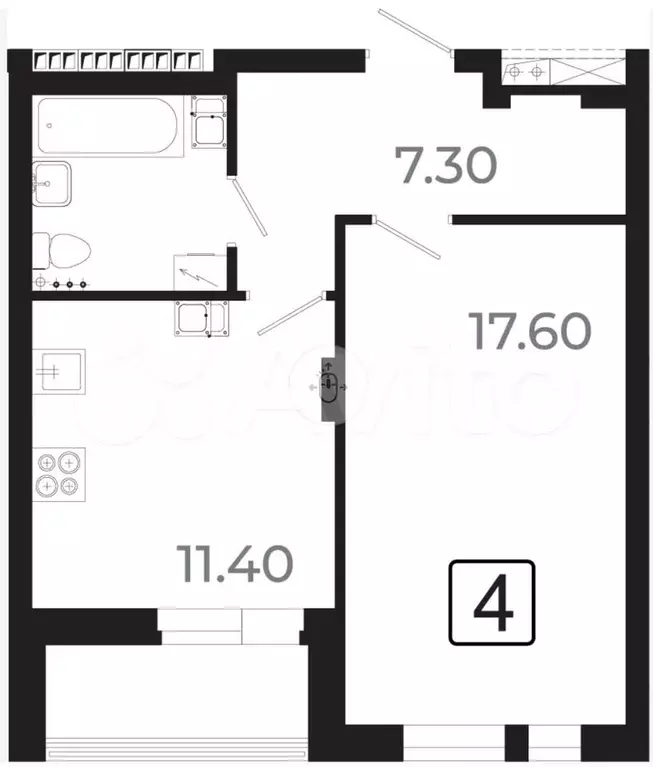 1-к. квартира, 42,3 м, 14/21 эт. - Фото 1