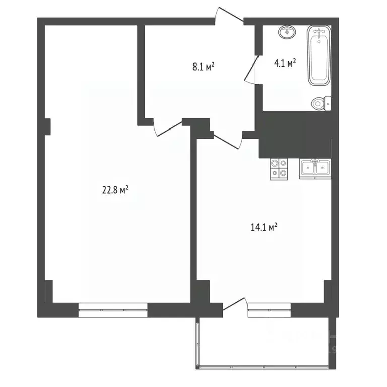1-к кв. Тюменская область, Тюмень ул. Муравленко, 10 (49.1 м) - Фото 2