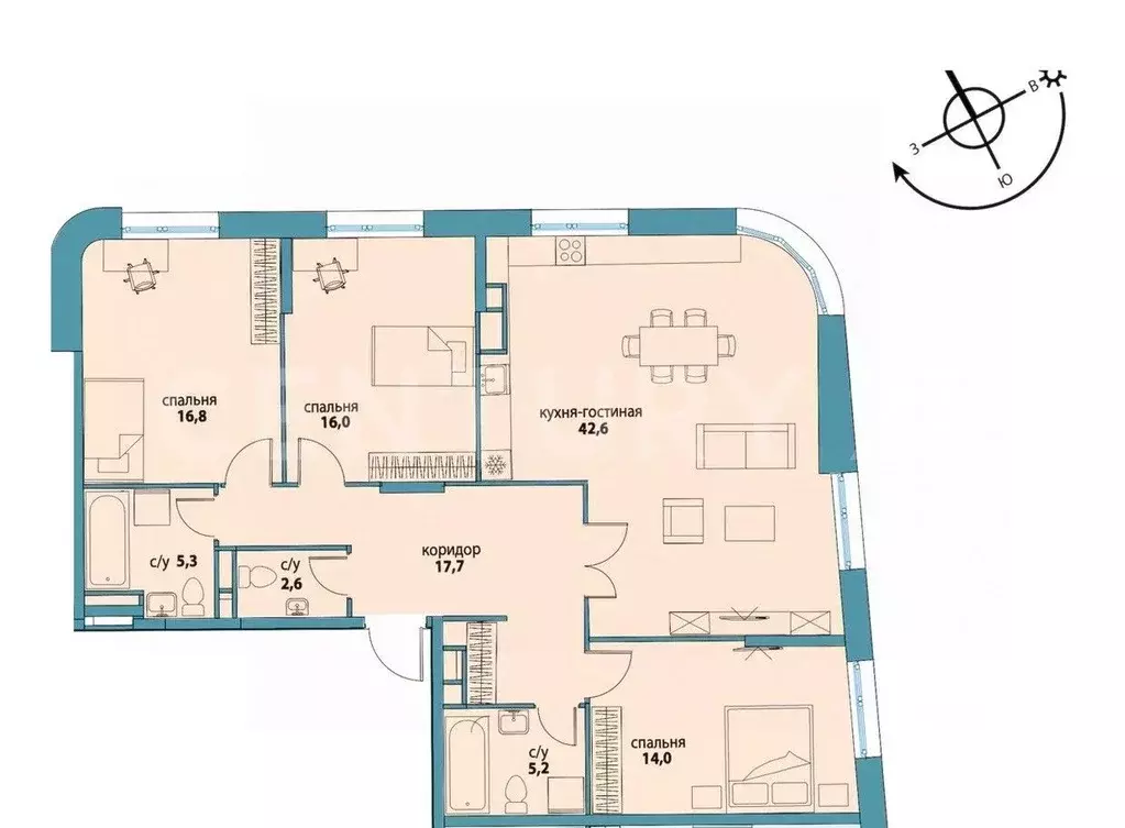 3-к кв. Москва ул. Крузенштерна, 6 (120.0 м) - Фото 0