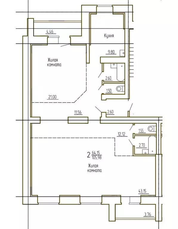 2-к кв. Челябинская область, Миасс просп. Макеева, 85 (105.98 м) - Фото 1