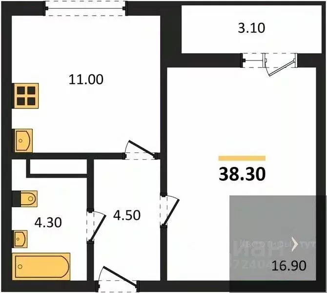 1-к кв. Воронежская область, Воронеж ул. Пескова, 8 (38.3 м) - Фото 0