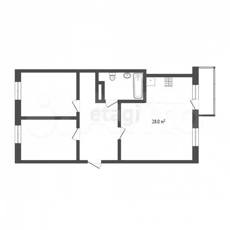 2-к. квартира, 71 м, 1/4 эт. - Фото 0