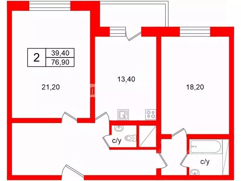 2-к кв. Санкт-Петербург Ленинский просп., 114 (76.9 м) - Фото 1