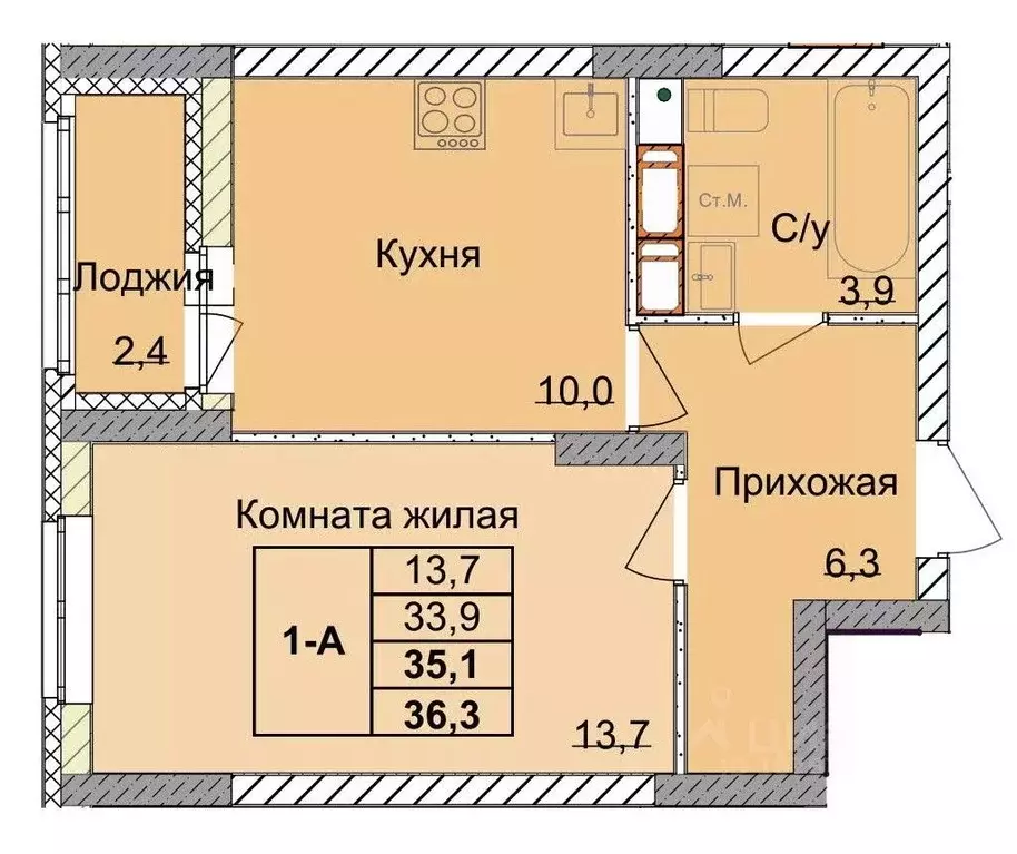 1-к кв. Нижегородская область, Нижний Новгород 1-я Оранжерейная ул. ... - Фото 0