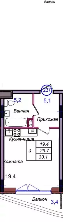 Квартира-студия: Калининградская область, Светлогорск (33.1 м) - Фото 1