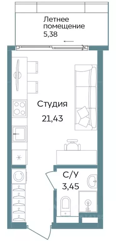 Студия Крым, Саки ул. Морская (30.26 м) - Фото 0