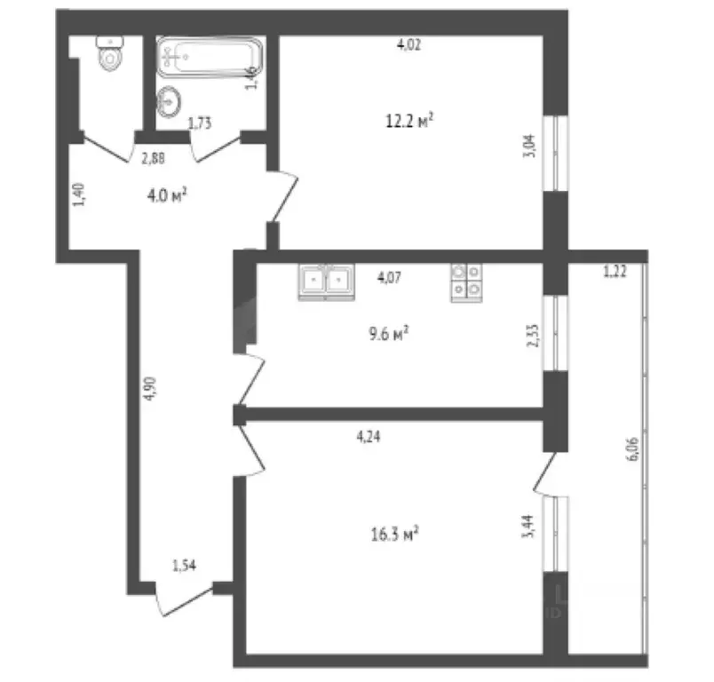 2-к кв. Тюменская область, Тюмень Микрорайон мыс, ул. Малиновского, ... - Фото 2