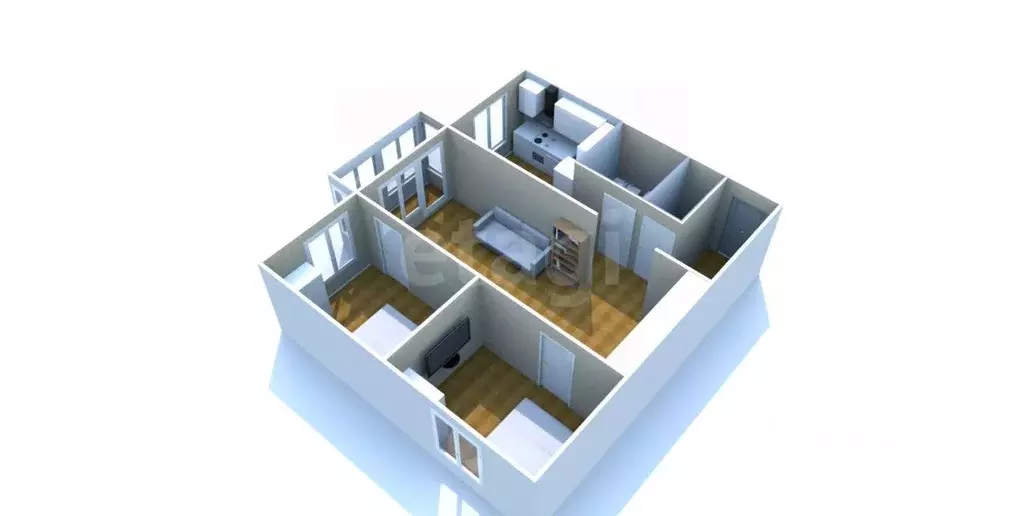 3-к кв. Сахалинская область, Южно-Сахалинск просп. Мира, 367А (47.0 м) - Фото 1