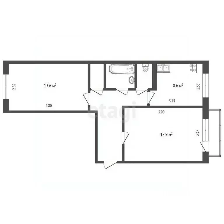 2-к кв. Тюменская область, Тюмень Ткацкий проезд, 12 (50.4 м) - Фото 0