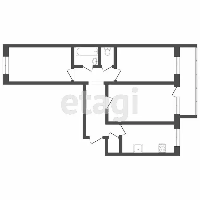 3-комнатная квартира: Тюмень, Ямская улица, 75к1 (64.6 м) - Фото 0