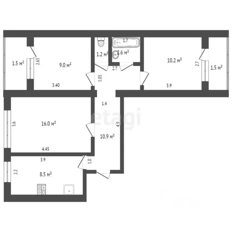 3-к кв. Мордовия, Саранск ул. Пушкина, 14 (58.3 м) - Фото 1