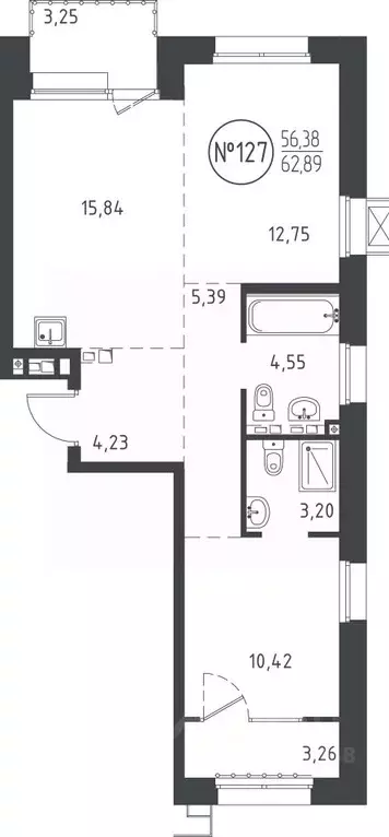 2-к кв. Иркутская область, Иркутск ул. Эдуара Дьяконова, 10 (63.01 м) - Фото 0