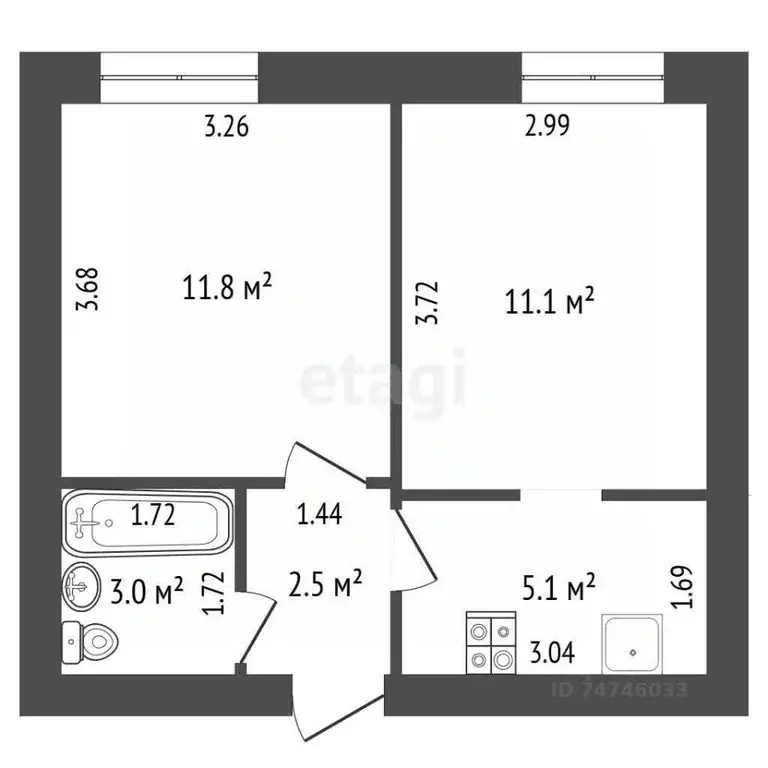 2-к кв. Крым, Евпатория ул. Конституции, 36 (38.7 м) - Фото 2