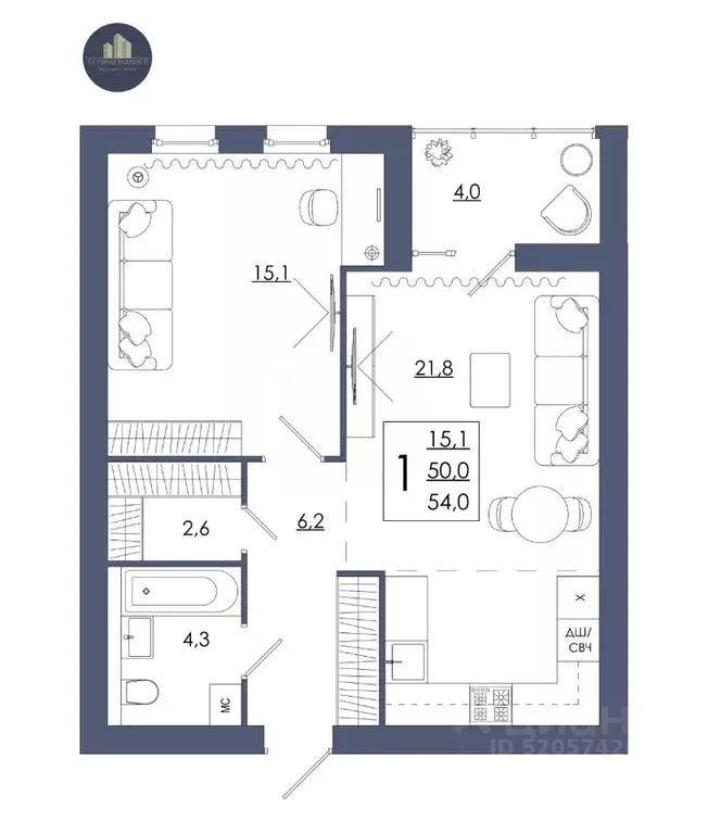 1-к кв. Смоленская область, Смоленск ул. 2-я Киевская, 20Ак1 (54.0 м) - Фото 1