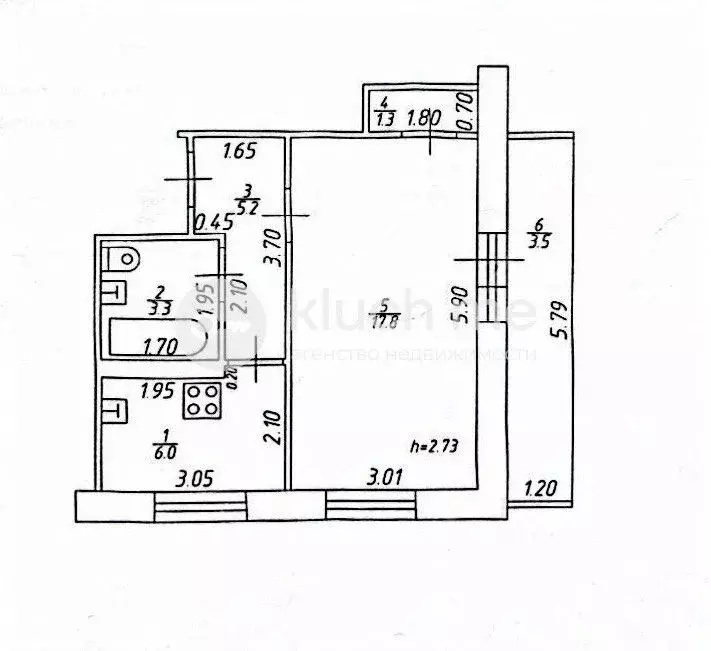 1-к кв. Татарстан, Казань ул. Юлиуса Фучика, 68 (33.6 м) - Фото 2