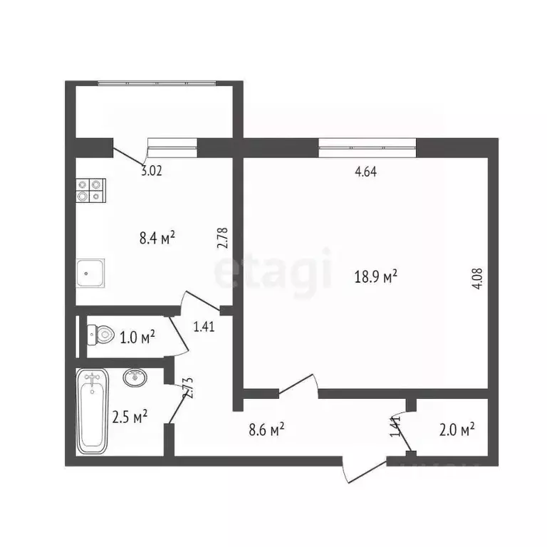 1-к кв. Ямало-Ненецкий АО, Новый Уренгой Восточный мкр, 4/2 (41.4 м) - Фото 2