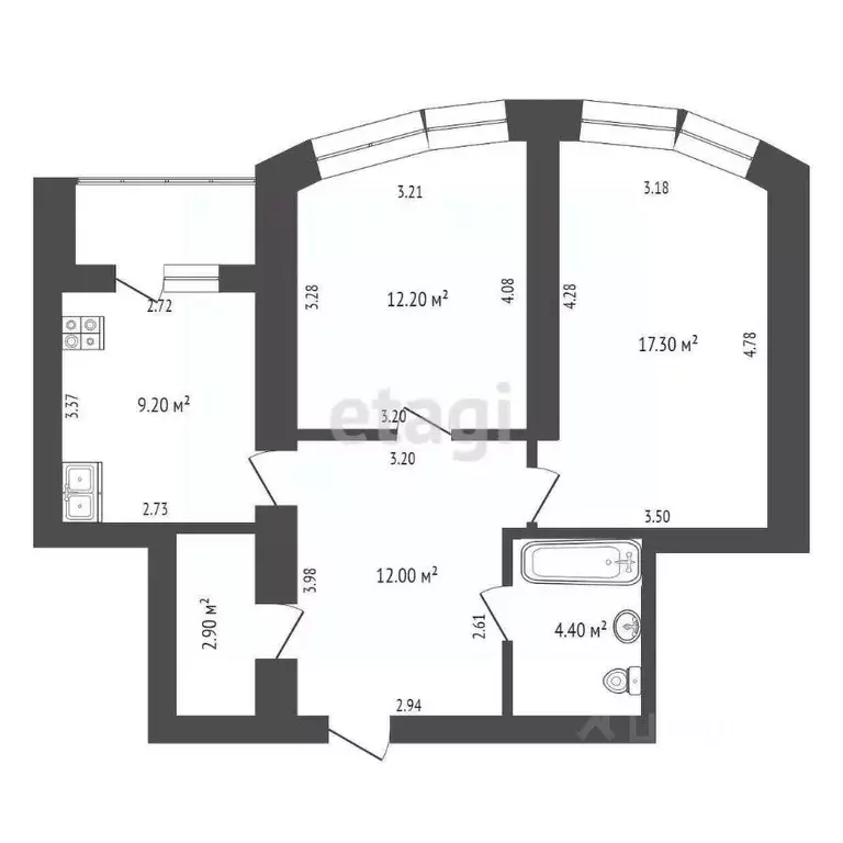 2-к кв. Орловская область, Орел Комсомольская ул., 269 (56.9 м) - Фото 1