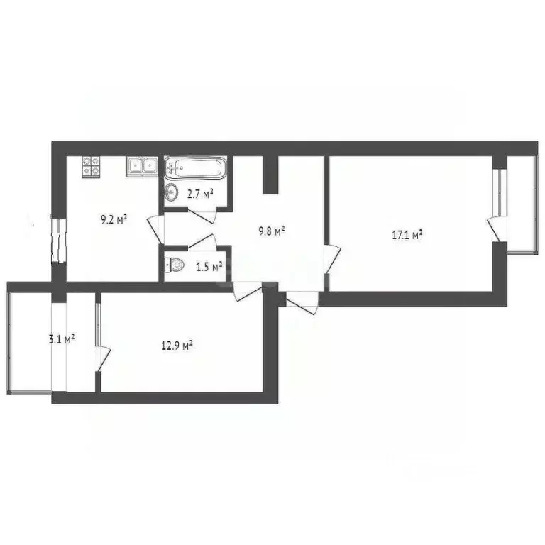 2-к кв. Севастополь ул. Тараса Шевченко, 56 (54.8 м) - Фото 2