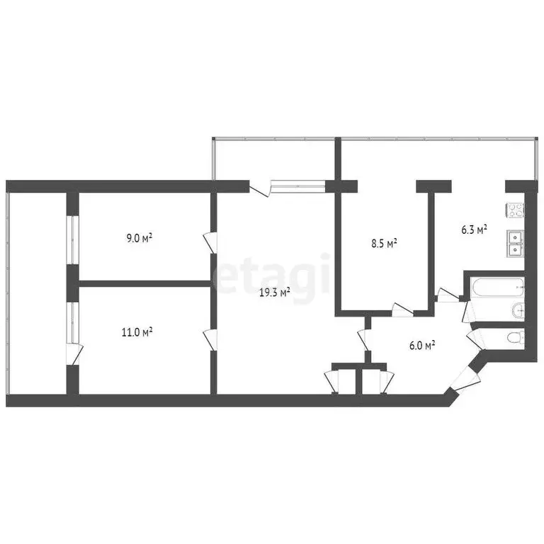 4-комнатная квартира: Севастополь, улица Павла Корчагина, 16 (63.4 м) - Фото 0