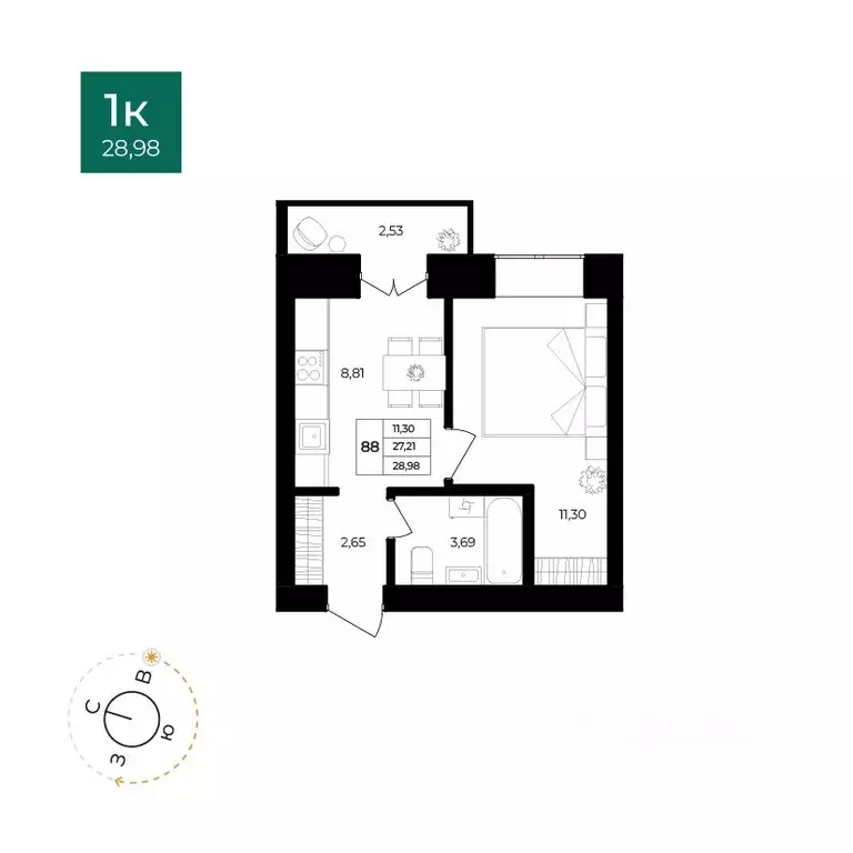 1-к кв. Ярославская область, Ярославль Северный жилрайон, 15-й мкр, ... - Фото 1