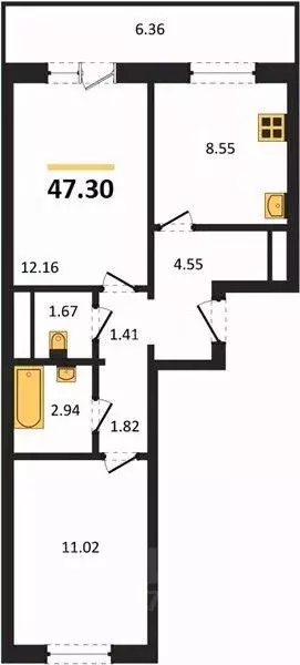 2-к кв. Челябинская область, Челябинский городской округ, пос. ... - Фото 1